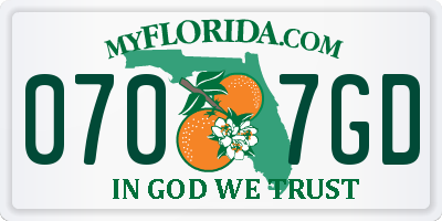 FL license plate 0707GD