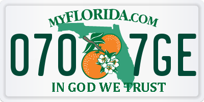 FL license plate 0707GE