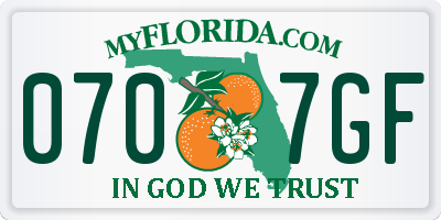 FL license plate 0707GF