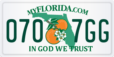 FL license plate 0707GG