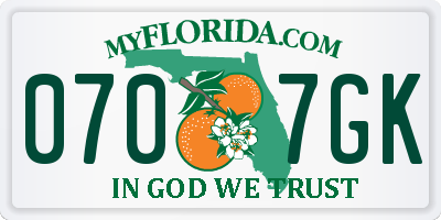 FL license plate 0707GK