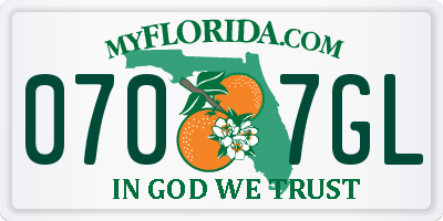 FL license plate 0707GL