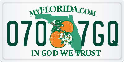FL license plate 0707GQ