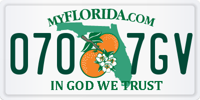 FL license plate 0707GV
