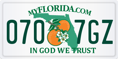 FL license plate 0707GZ