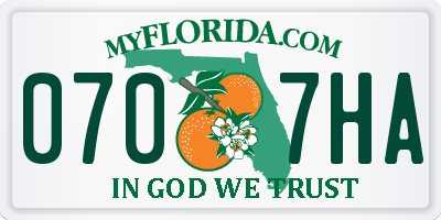FL license plate 0707HA