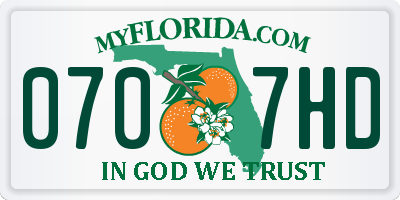 FL license plate 0707HD