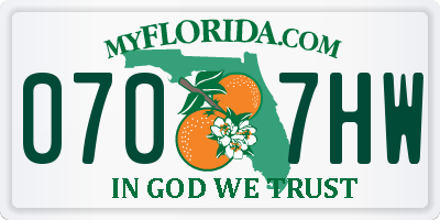 FL license plate 0707HW
