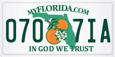 FL license plate 0707IA