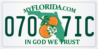FL license plate 0707IC