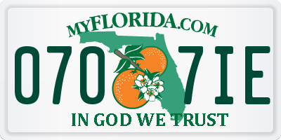 FL license plate 0707IE