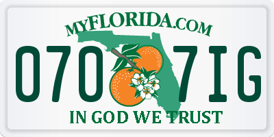 FL license plate 0707IG