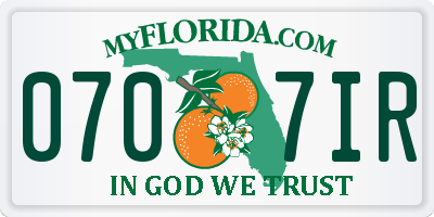 FL license plate 0707IR