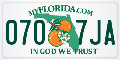FL license plate 0707JA