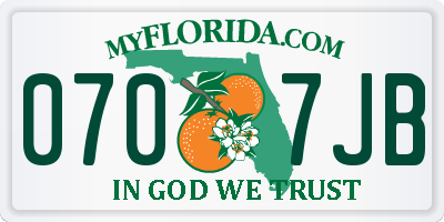 FL license plate 0707JB
