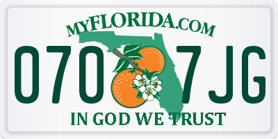 FL license plate 0707JG