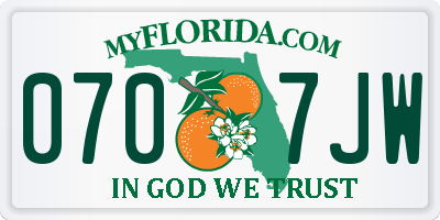 FL license plate 0707JW