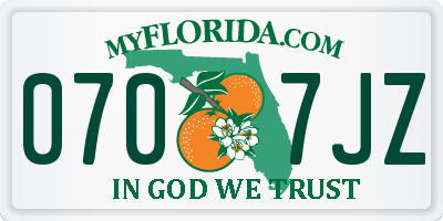 FL license plate 0707JZ