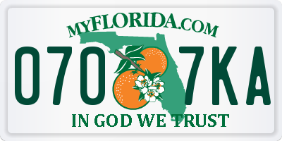 FL license plate 0707KA