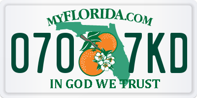 FL license plate 0707KD