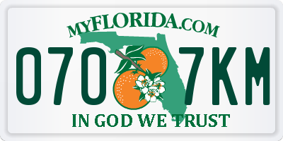 FL license plate 0707KM