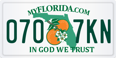 FL license plate 0707KN