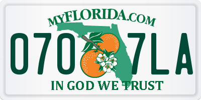 FL license plate 0707LA