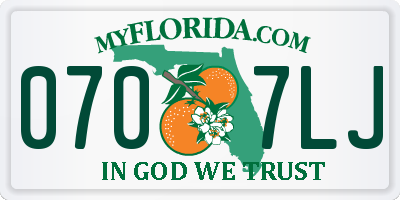FL license plate 0707LJ