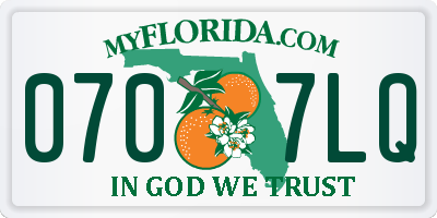 FL license plate 0707LQ
