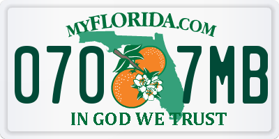 FL license plate 0707MB