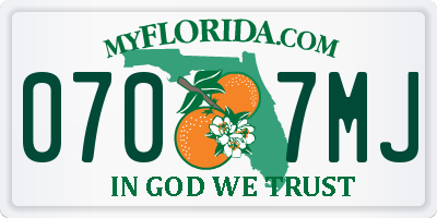 FL license plate 0707MJ