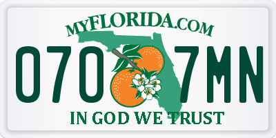 FL license plate 0707MN