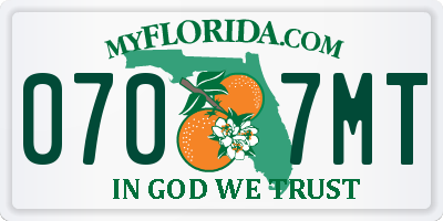 FL license plate 0707MT