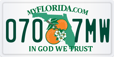 FL license plate 0707MW