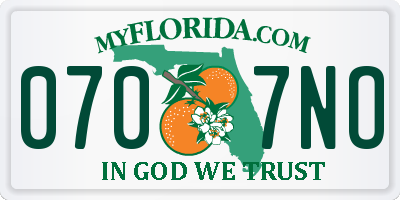 FL license plate 0707NO