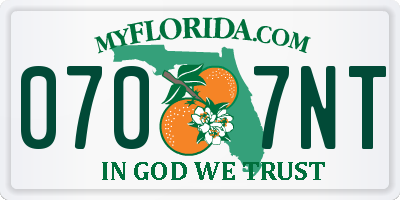 FL license plate 0707NT