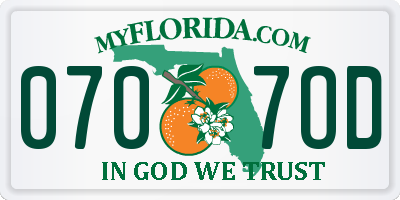 FL license plate 0707OD