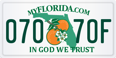 FL license plate 0707OF