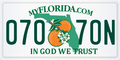 FL license plate 0707ON