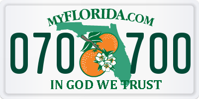 FL license plate 0707OO