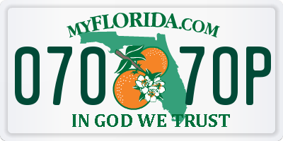 FL license plate 0707OP