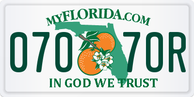 FL license plate 0707OR