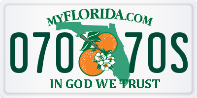FL license plate 0707OS