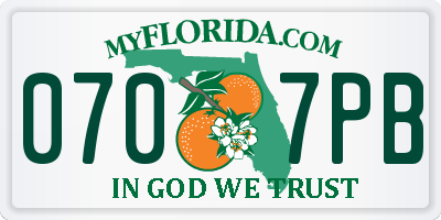FL license plate 0707PB