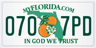 FL license plate 0707PD