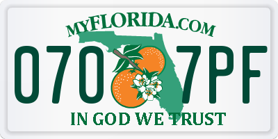 FL license plate 0707PF