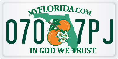 FL license plate 0707PJ