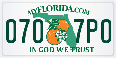 FL license plate 0707PO