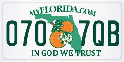 FL license plate 0707QB