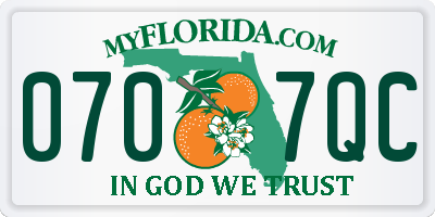 FL license plate 0707QC